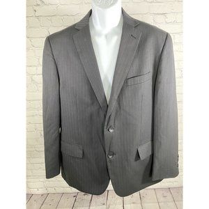 Carlo Lusso High Twist Super Deluxe Black Blue Striped 2 Button Blazer 42S